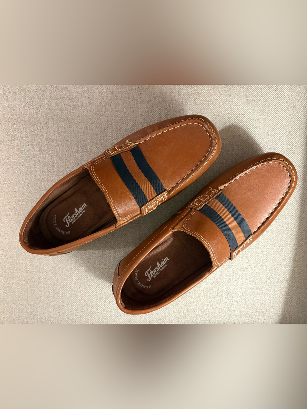 Florsheim Boys' Loafers - Jasper Jr. - Saddle Tan - Moc Toe Strap Driver - Sz 7